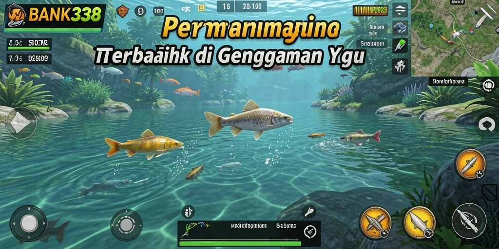 Screenshot BANK338 menampilkan gameplay memancing yang seru dan realistis.