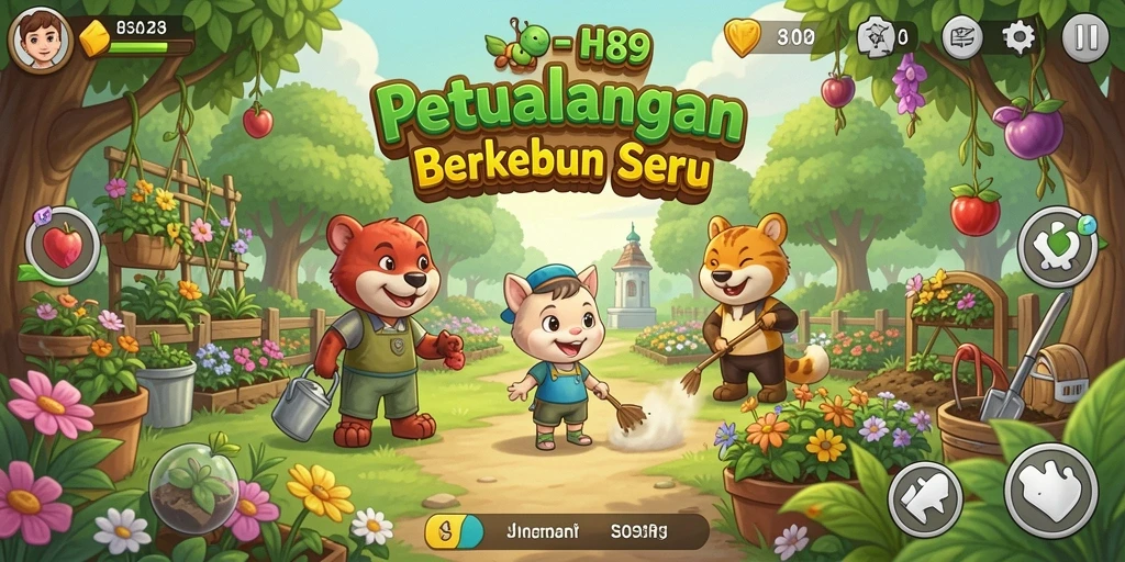 Screenshot menampilkan gameplay seru berkebun dan merawat hewan ternak di H89.