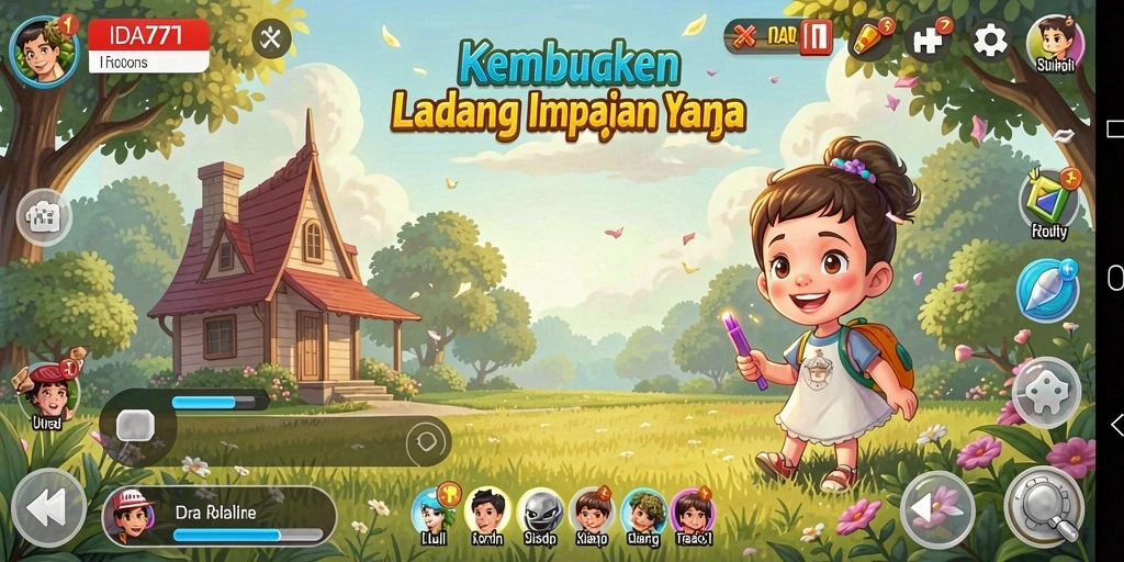Screenshot IDA777 menampilkan ladang indah dengan tanaman beragam.