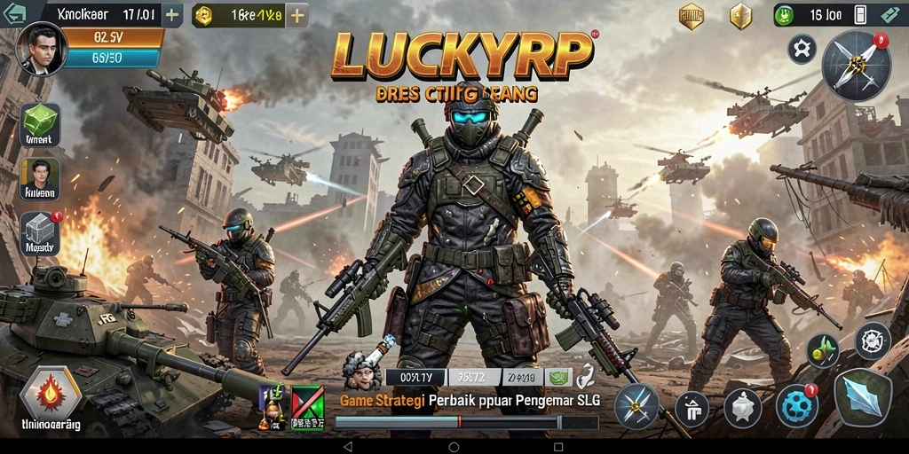 Screenshot gameplay LUCKYRP yang menunjukkan pertempuran epik dalam permainan SLG.