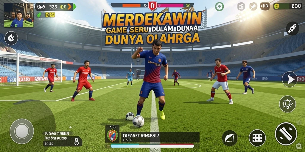 Tangkapan layar gameplay MERDEKAWIN yang menunjukkan aksi seru olahraga.