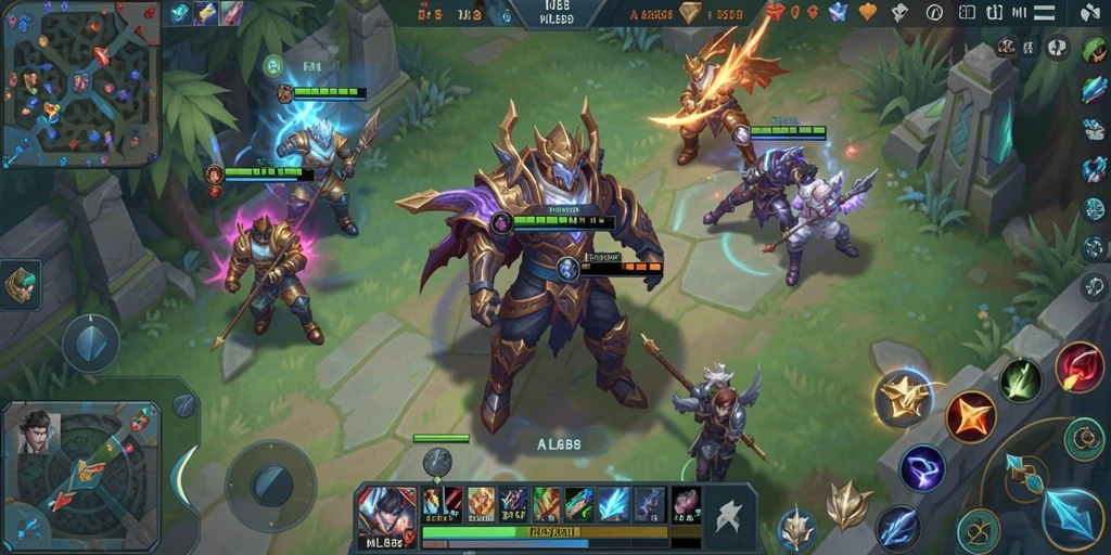 Tangkapan layar gameplay MLBB8 yang menunjukkan berbagai strategi bertarung.