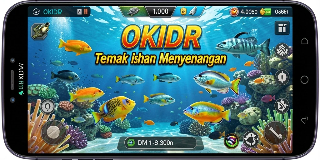 Screenshot gameplay OKIDR menampilkan aksi tembak ikan yang menegangkan.