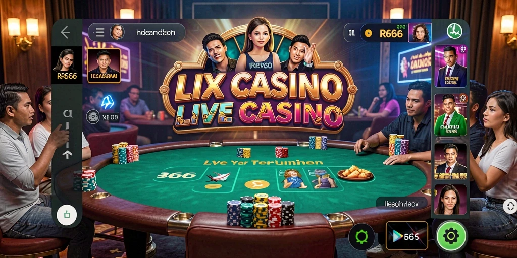 Screenshot utama RR666 menampilkan dealer langsung dan permainan kasino yang menarik.