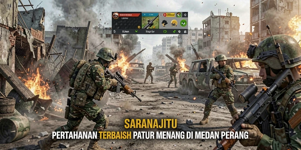 Screenshot gameplay SARANAJITU menampilkan pertahanan tower yang strategis.