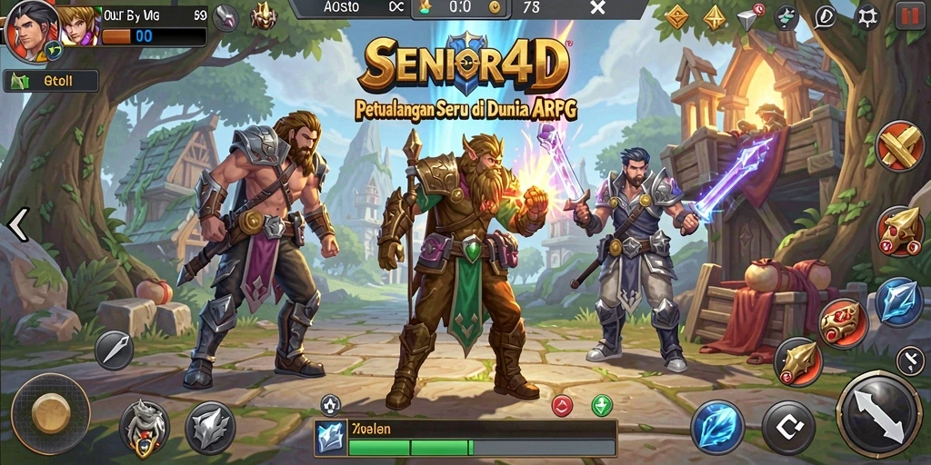 Tampilan menarik dari gameplay petualangan ARPG SENIOR4D.