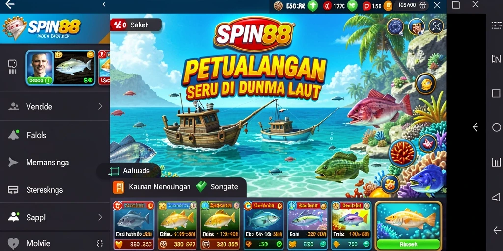 Tampilan utama SPIN88 menampilkan gameplay memancing yang menarik dan dinamis.