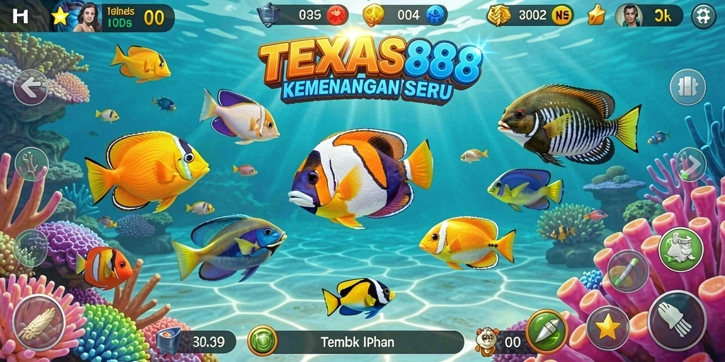 Screenshot utama menunjukkan keseruan gameplay Tembak Ikan.