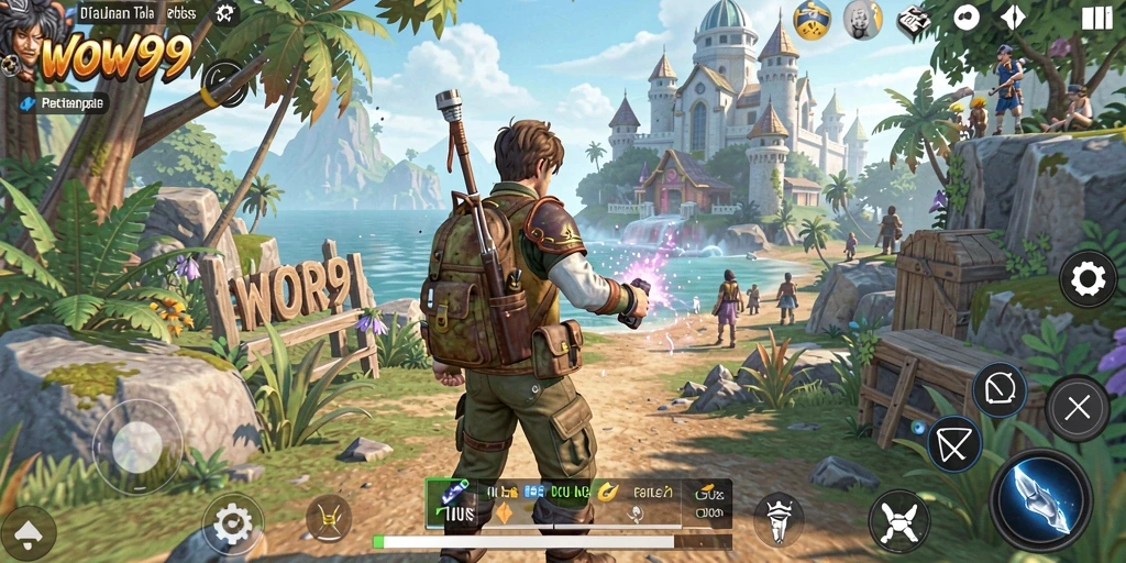 Screenshot gameplay WOW99 memperlihatkan petualangan di dunia yang luas.