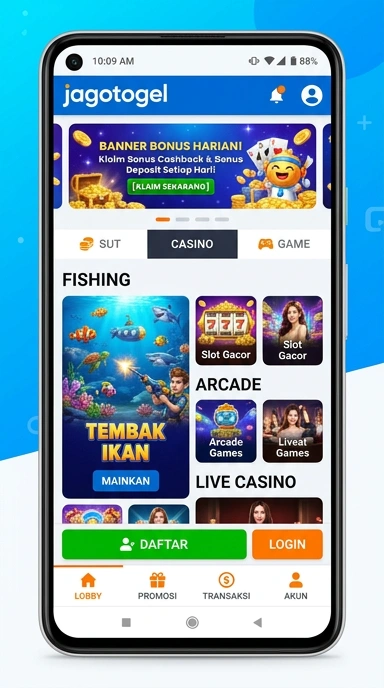 Tampilan antarmuka aplikasi JagoTogel yang menarik dan mudah digunakan.